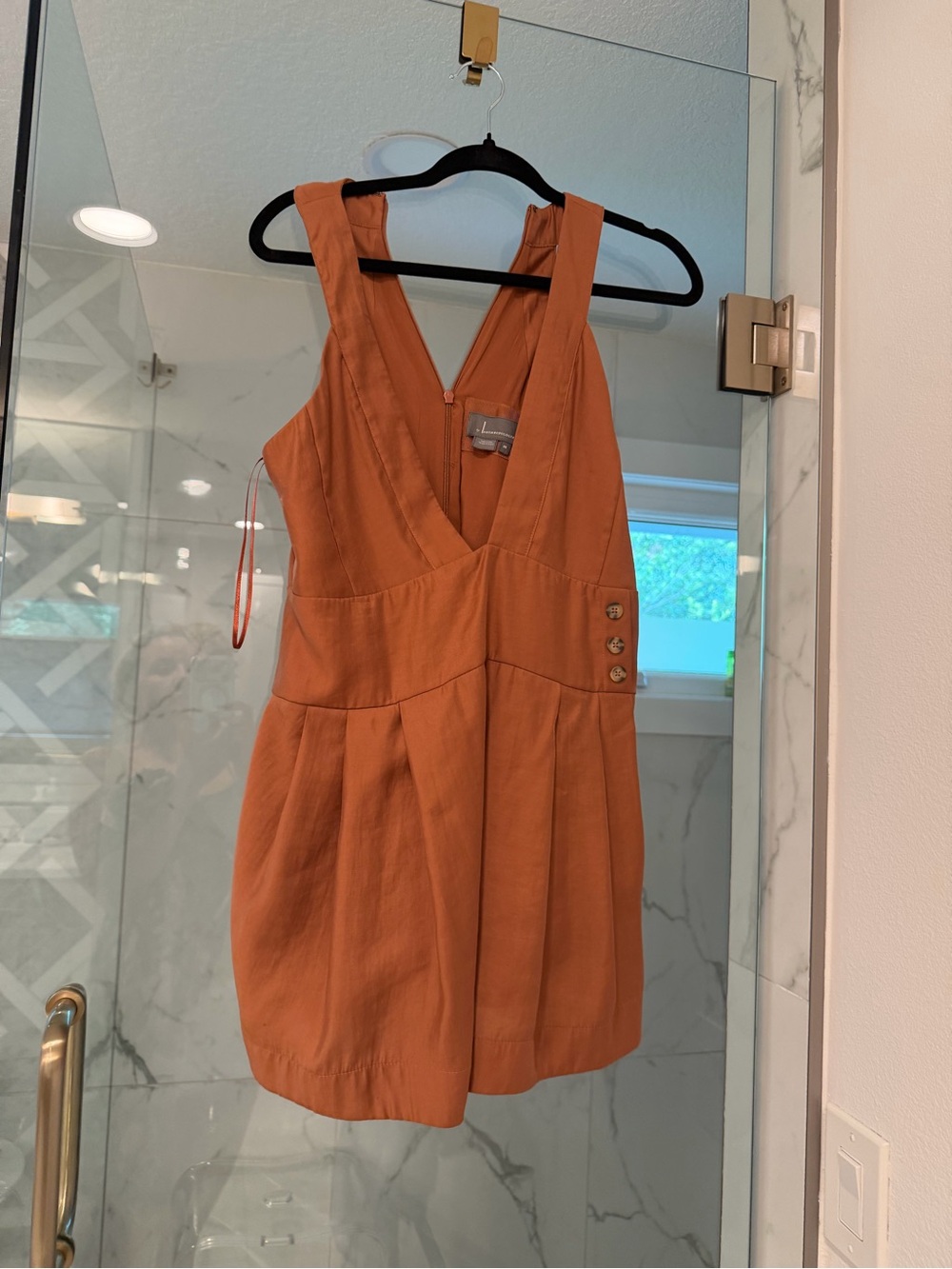 Anthropologie Rust Orange Sleeveless V-Neck Romper